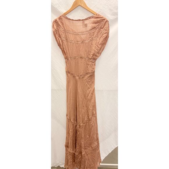 ZARA 2025 Collection | NEW Tan Lace Slip Midi Dress Medium Dainty Coquette Fem - Picture 9 of 12